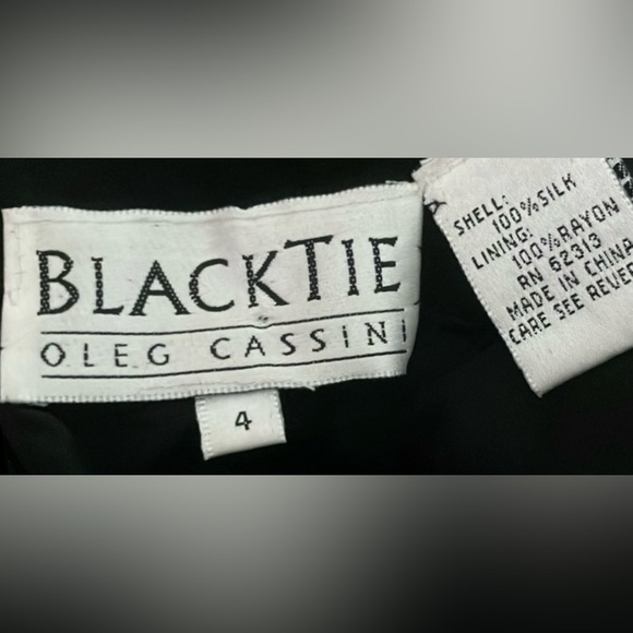 Vintage Oleg Cassini Blacktie Silk Sequin Bodycon dress in Black & White Size 4 - Picture 10 of 12